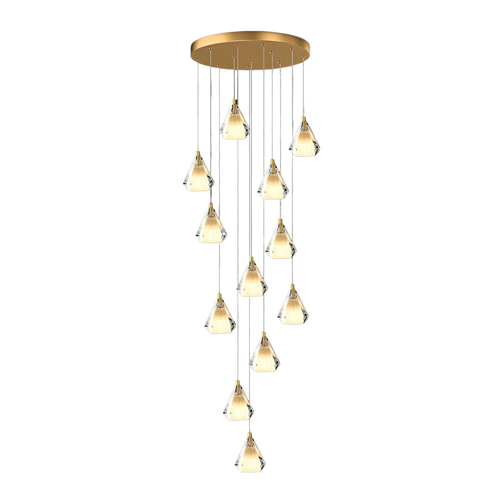 Creative Crystal Shade Three Step Dimming Nordic Staircase Chandelier