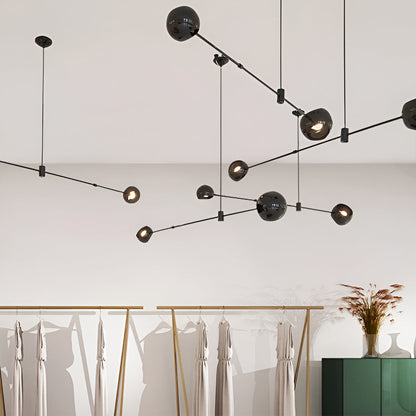 Geometric Linear Electroplating Black Modern Chandelier Hanging Ceiling Lights