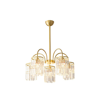 Crystal Shade Copper Curved Arms Luxury Post-Modern Chandelier Light