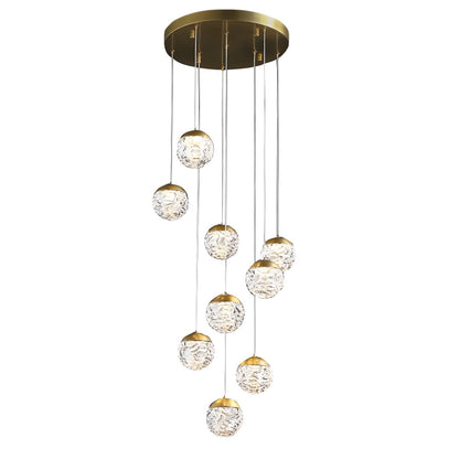 Spiral Pineapple Multi Glass Ball Staircase Chandelier LED Globes Hanging Ceiling Lights Suspension Lamp Drop Lights for Stairs