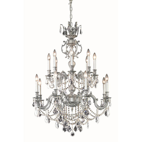 Pewter 16-Light Chandelier with Royal Cut Crystal