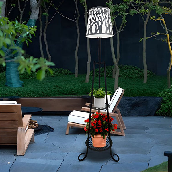 Modern Outdoor Floor Lamp with Shelves