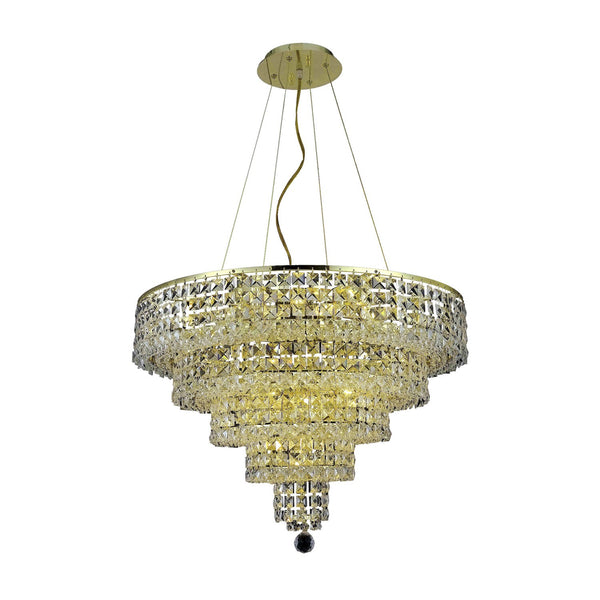 Maxim Gold Fourteen-Light Chandelier with Clear Royal Cut Crystals