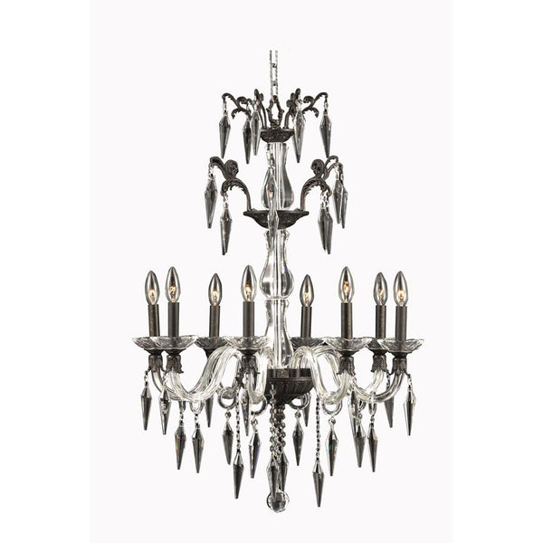 Grande Dark Bronze Eight-Light Chandelier with Elegant Cut Crystal