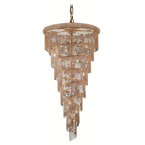 Spiral Gold Twenty-Six Light 36-Inch Chandelier with Royal Cut Clear Crystal