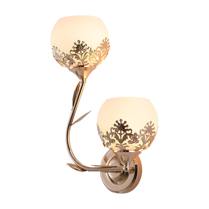 2-Light Glass Flower LED Simple European Style Wall Sconces Lighting