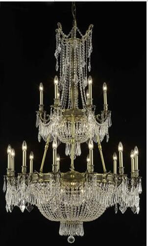 Bronze Twenty-Seven Light Chandelier with Clear Royal Cut Crystals