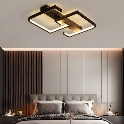 Simple Lines Square Frame 3 Step Dimming LED Black Modern Ceiling Lights