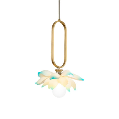 Creative Lotus Flowers Luminous Copper Oval Ring LED Modern Pendant Lights