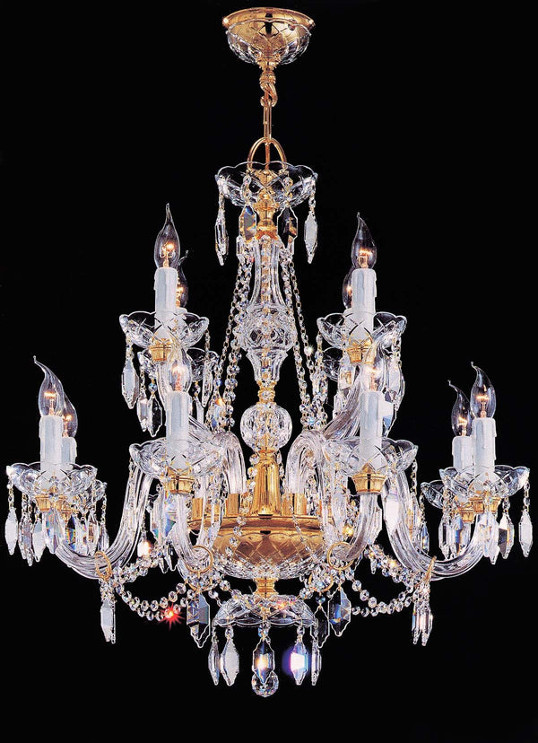 12 Lights Bohemian Crystal chandelier in gold plated finish