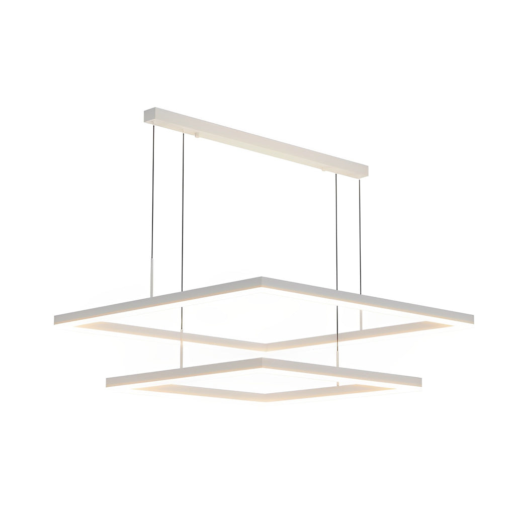 Ultra Thin Square Rings Three Step Dimming LED White Modern Chandelier