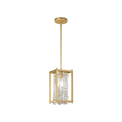 Round Square Iron Frame Crystal Shade Luxury Modern Chandelier Ceiling Lights