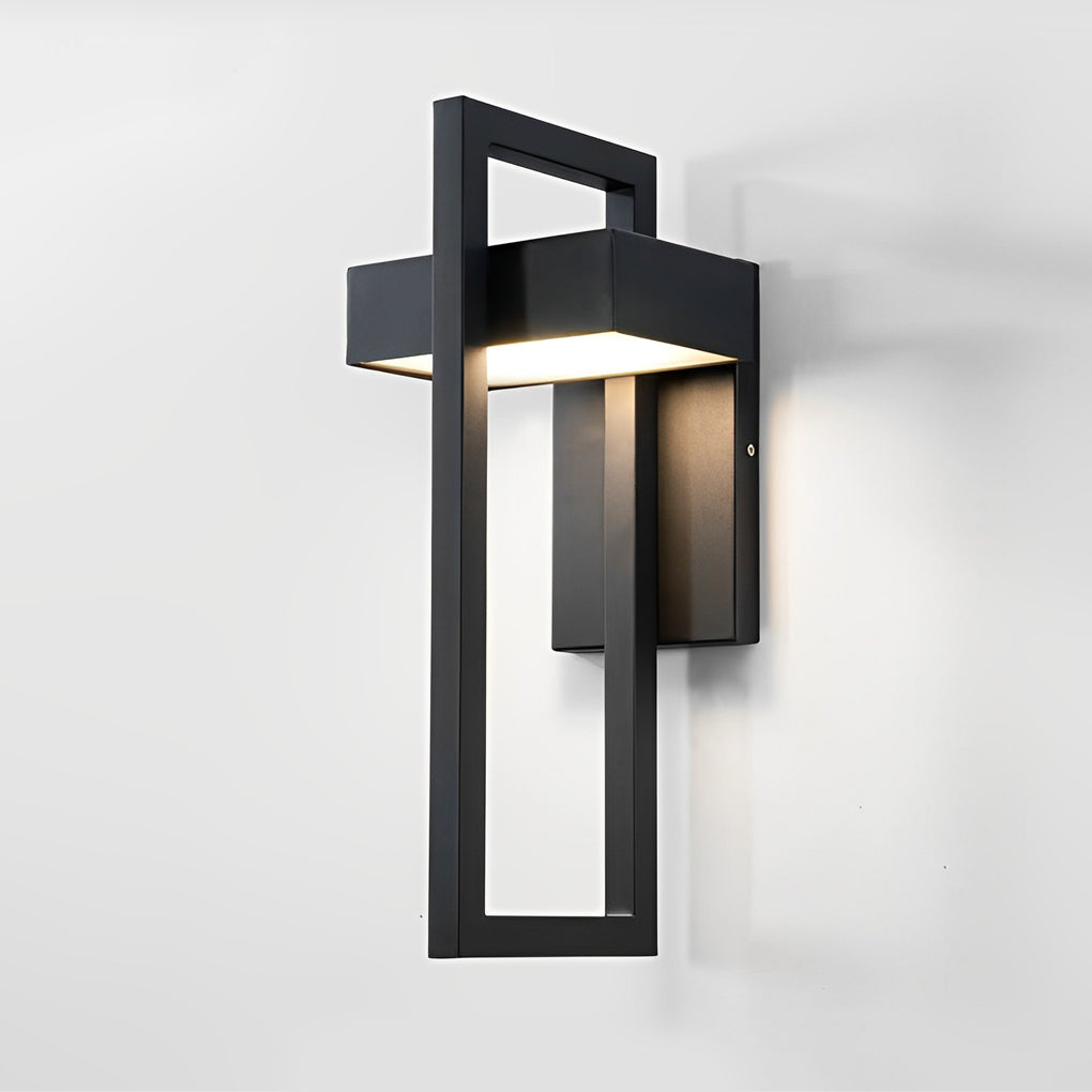 Rectangular Minimalist LED Waterproof Black Modern Outdoor Wall Lamp