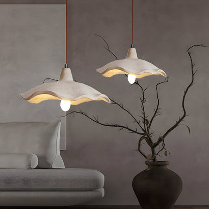 Japanese 1-Light Cement Wavy Pendant