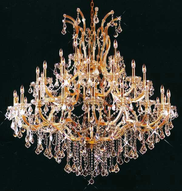 40+1 light gold plated Maria Theresa chandelier dressed with fantastic crystal