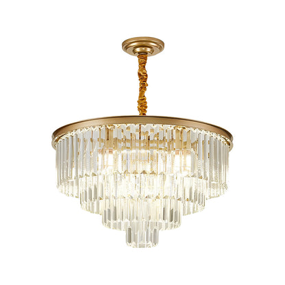 4 Layers Crystal Round Luxury Three Step Dimming Modern Chandelier