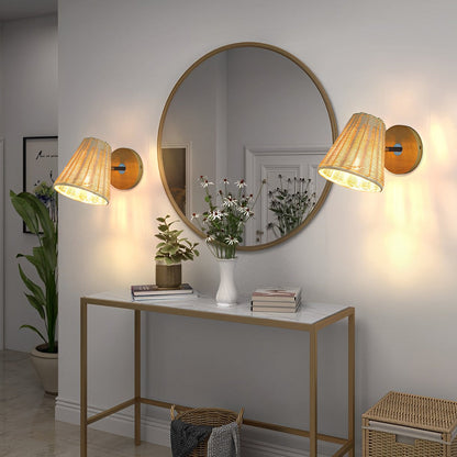 Minimalist Rattan Hand-woven 360° Adjustable Japanese-style Wall Lamp