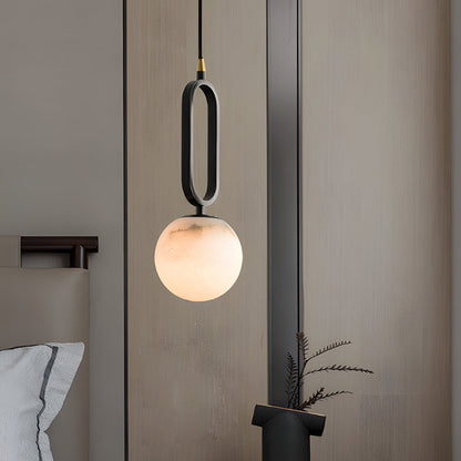 Round Marble Ball Natural Texture Copper Black Modern Small Pendant Lights