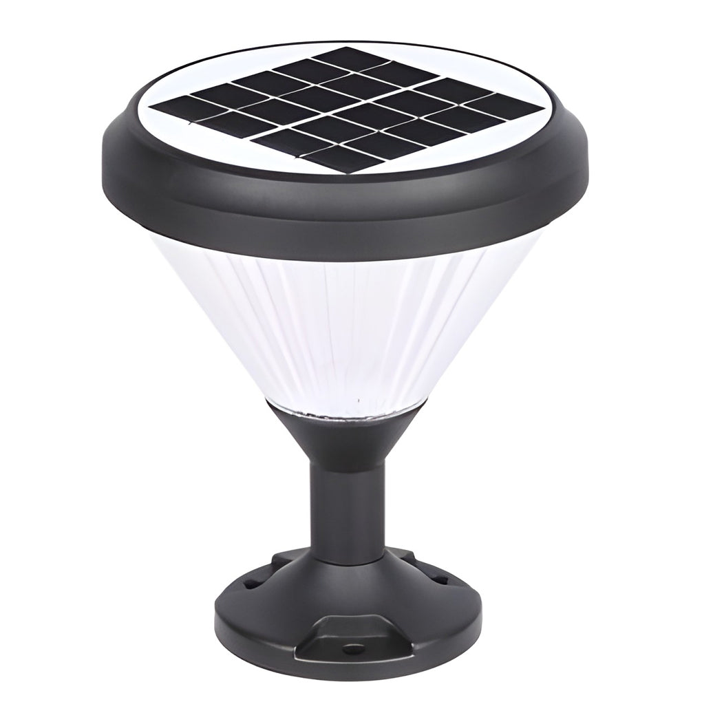 Round LED Fast Charging Black Modern Solar Post Caps Lights Pillar Light