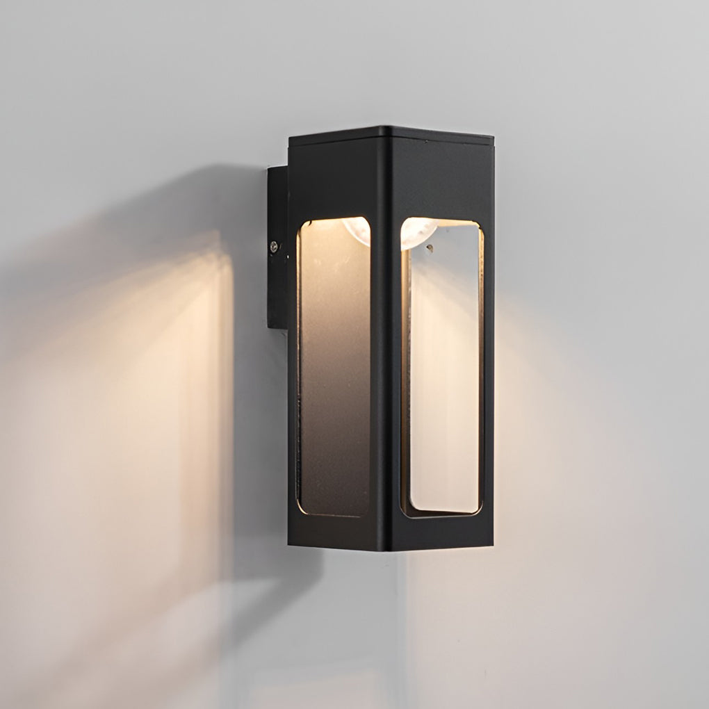 Rectangular IP65 Waterproof 12W LED Black Modern Outdoor Wall Lamp Sconces