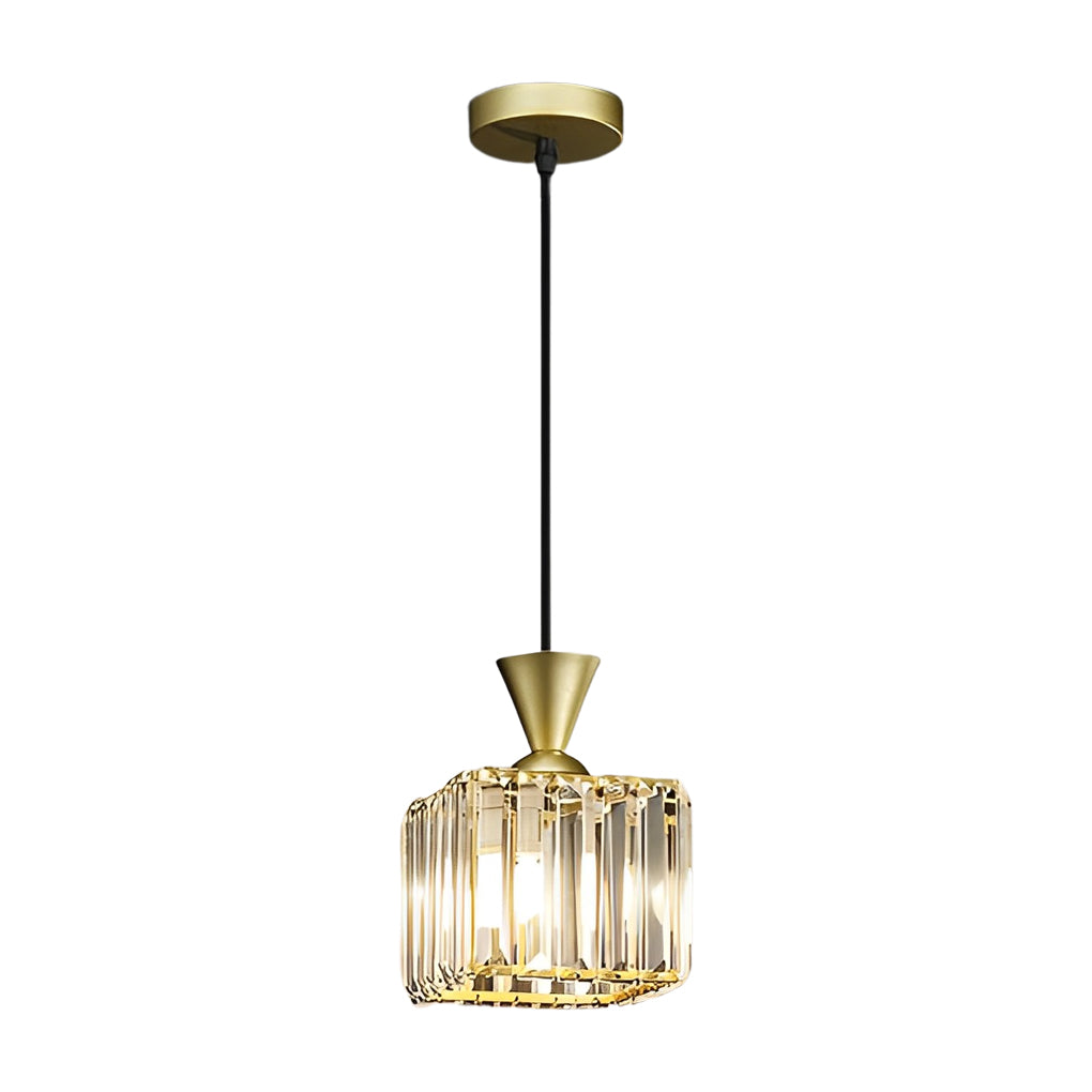 Round Square Metal Crystal Three Step Dimming Modern Pendant Lighting