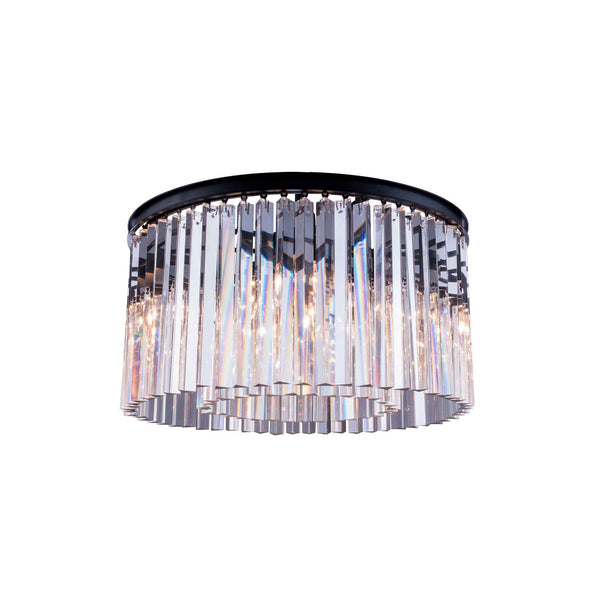 Sydney Mocha Brown Eight-Light Flushmount with Royal Cut Clear Crystals