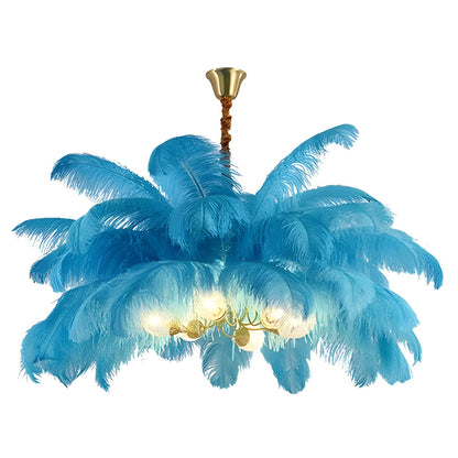 Creative Feathers Copper Ins Nordic Chandelier Flush Mount Ceiling Light