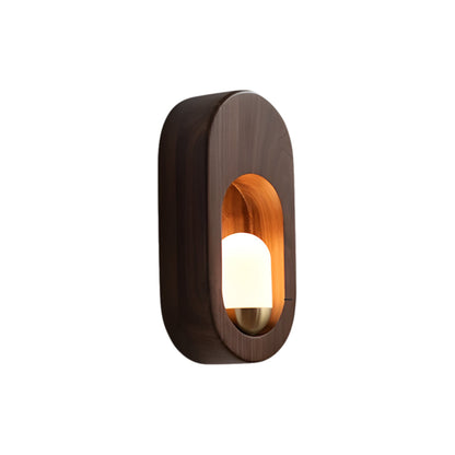 1-Light Wood Oval Wall Sconce - Wood/Walnut