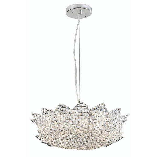 Lotus Chrome Eight-Light Pendant with Elegant Cut Crystal