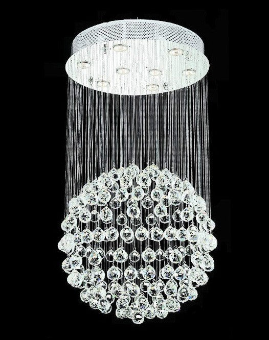 8 light contemporary crystal chandelier with polished chrome base