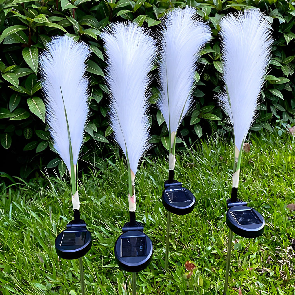 2PCS Creative Hairy Reed Decor LED Intelligent Modern Solar Lawn Lamp