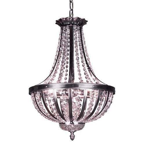 Terragona Chrome with Black Patina Six Light 16-Inch Pendant with Crystalique Plus Accents