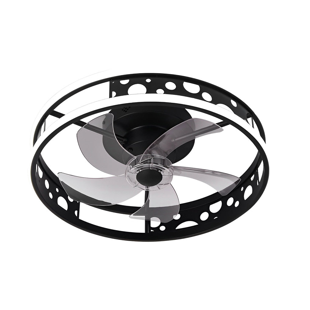 Round Three Step Dimming LED Nordic Bladeless Ceiling Fans with Remote