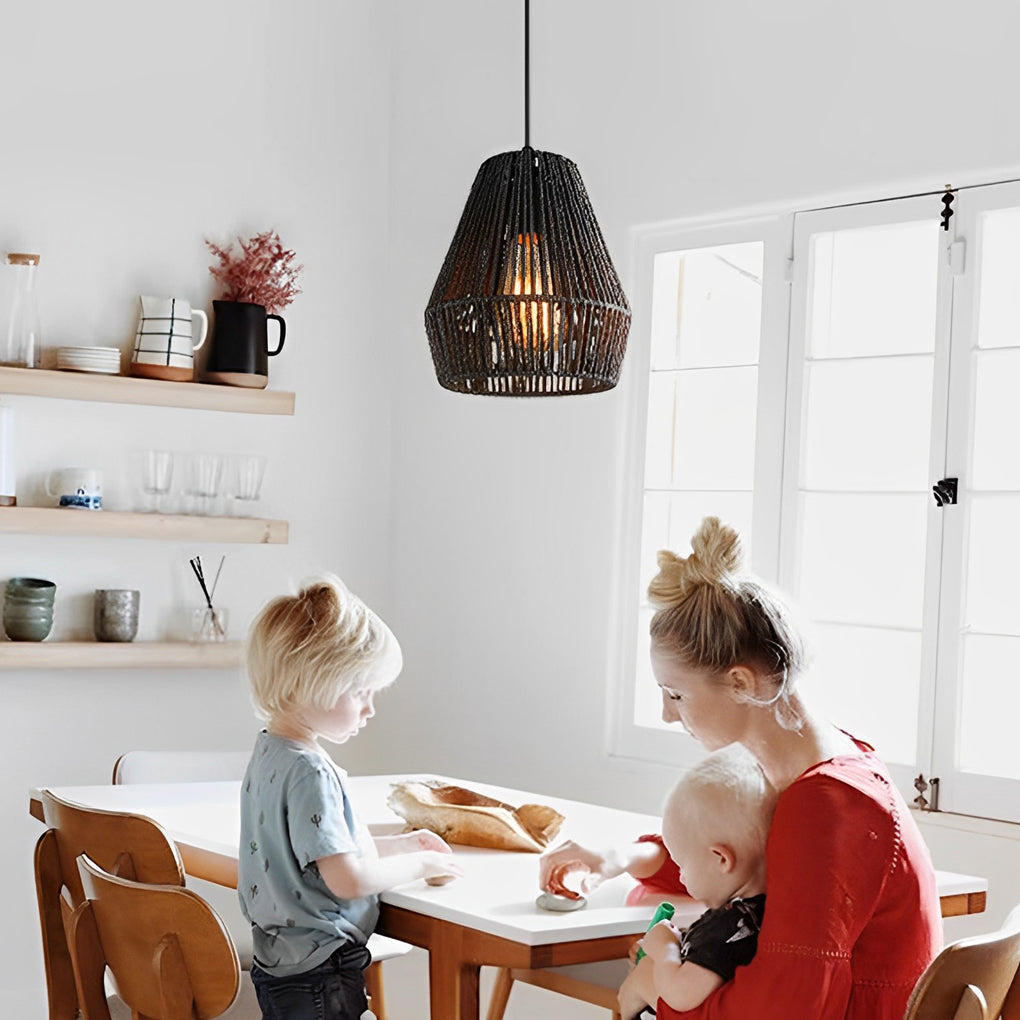 Minimalist Paper Rattan Handmade Black Japanese-style Pendant Lights