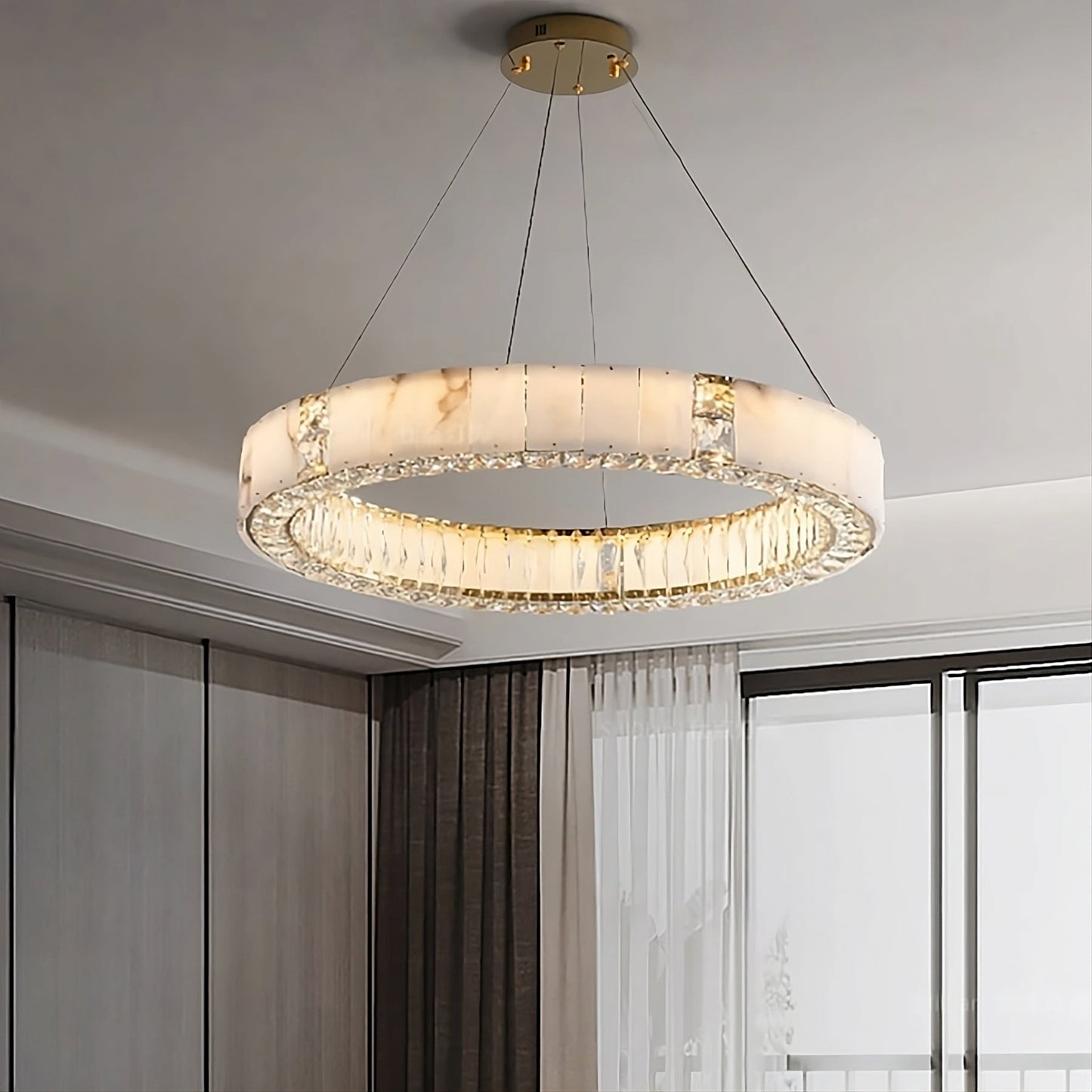 Natural Marble & Crystal Modern Chandelier