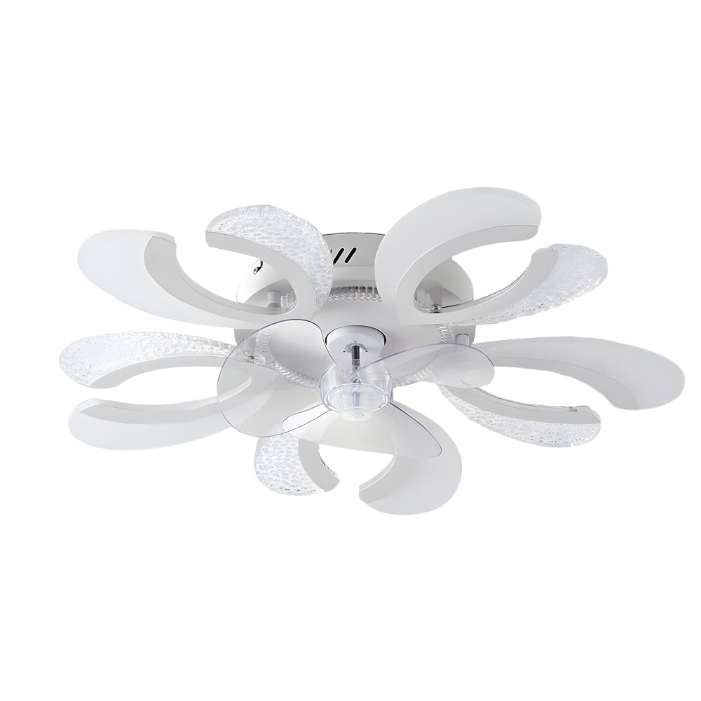 Simple Flowers Mute Timing Stepless Dimming Smart Modern Ceiling Fan Light