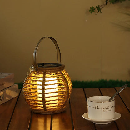 Waterproof LED Rattan Portable Modern Outdoor Solar Lanterns Garden Lamp