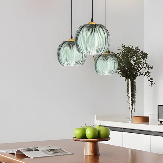 Green Leaves Texture Glass Kitchen Island Lighting Pendant Lights