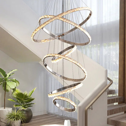 6-Tier Crystal Ring Modern Chandelier