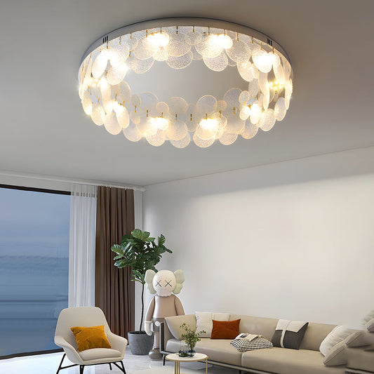 Round Small Glass Seashells 3 Step Dimming Simple Post-Modern Ceiling Lamp