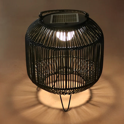 Waterproof Portable LED Rattan Retro Solar Powered Outdoor Lanterns