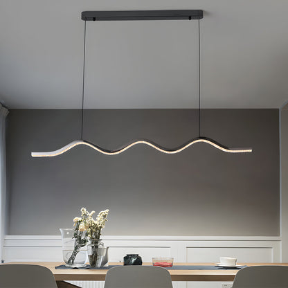 1-Light Black Wave Linear LED Pendant Light