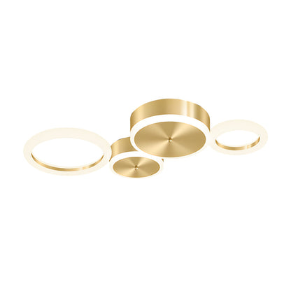 Modern Gold LED Flush Mount Rings Circle Ceiling Light Fixture