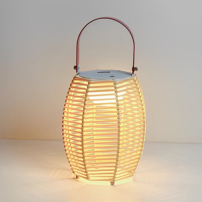 Portable Rattan Lantern Waterproof LED Modern Solar Outdoor Light Floor Lamp