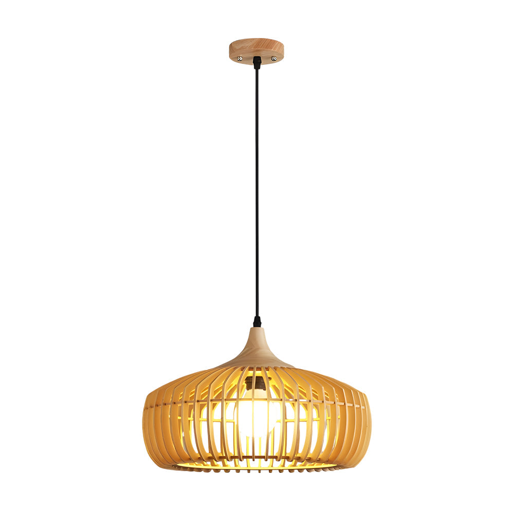 Japanese Wood Cage 1-Light Pendant Light