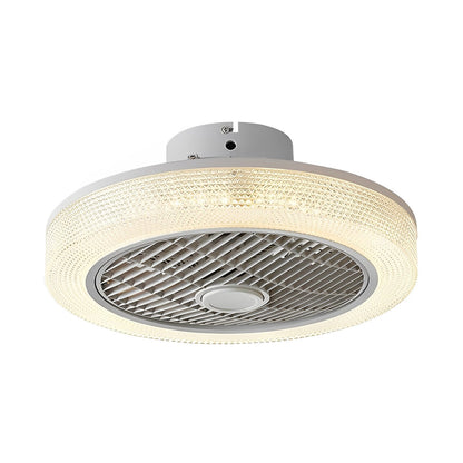 Round Dimmable LED Warm Air Mute Modern Bladeless Ceiling Fans Lights