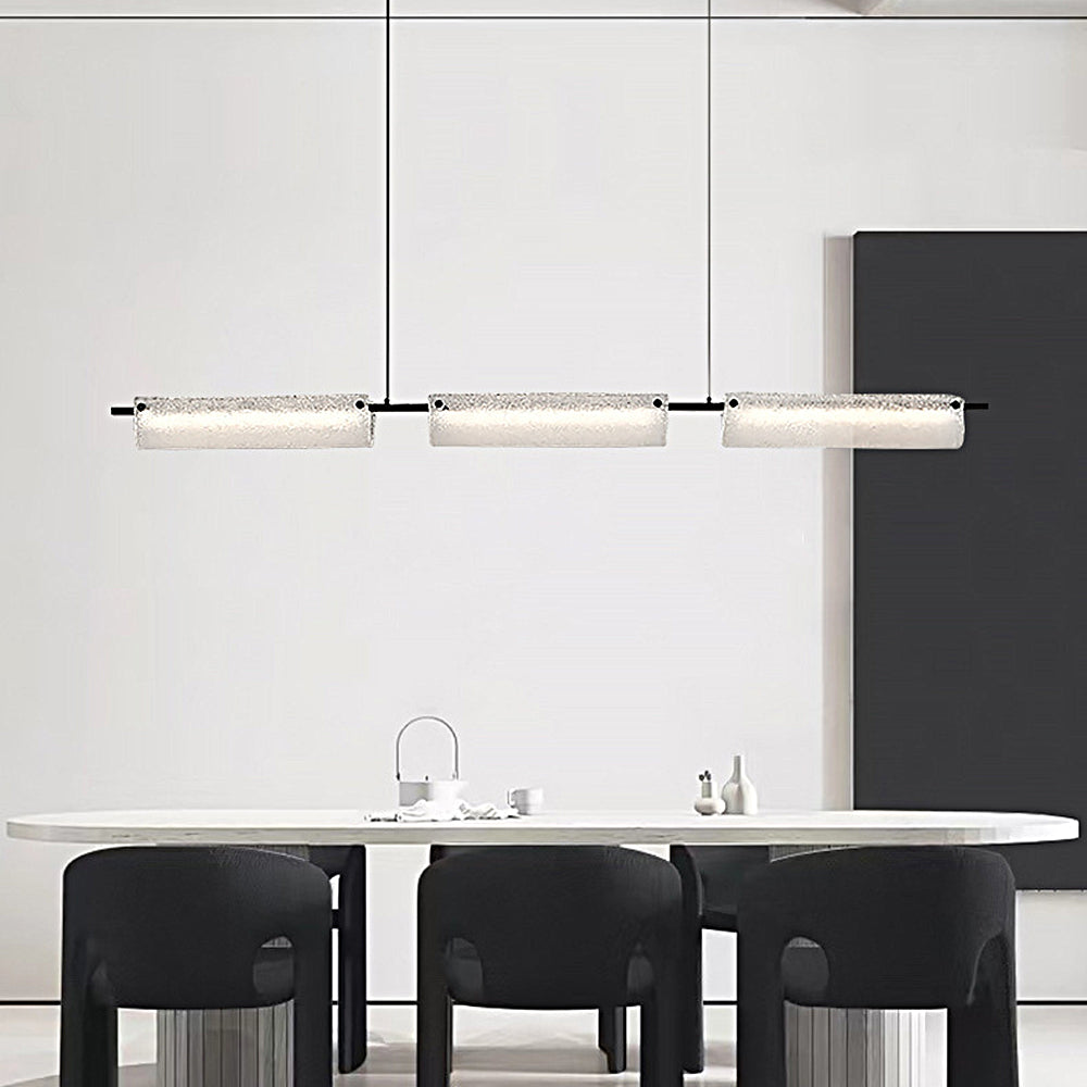 Modern Linear Copper Frosted Glass Long Kitchen Island Light