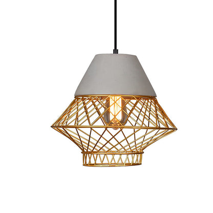 Cement Iron Cage Retro Industrial Pendant Light Kitchen Island Lighting