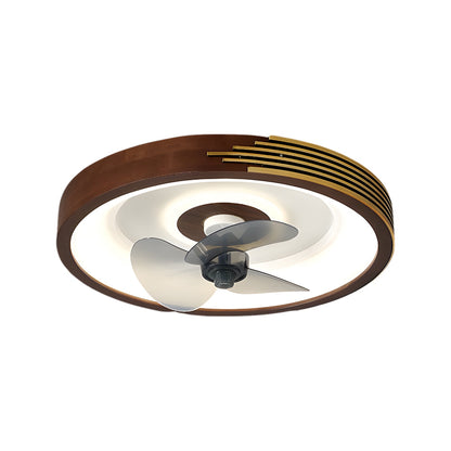 19.7-in Walnut 6-Speed Flush Mount Ceiling Fans With LED Light and Remote