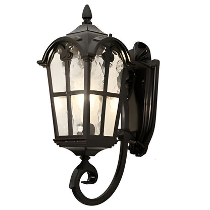 Waterproof Vintage Lantern Shaped Black Retro Outdoor Plug in Wall Lamp